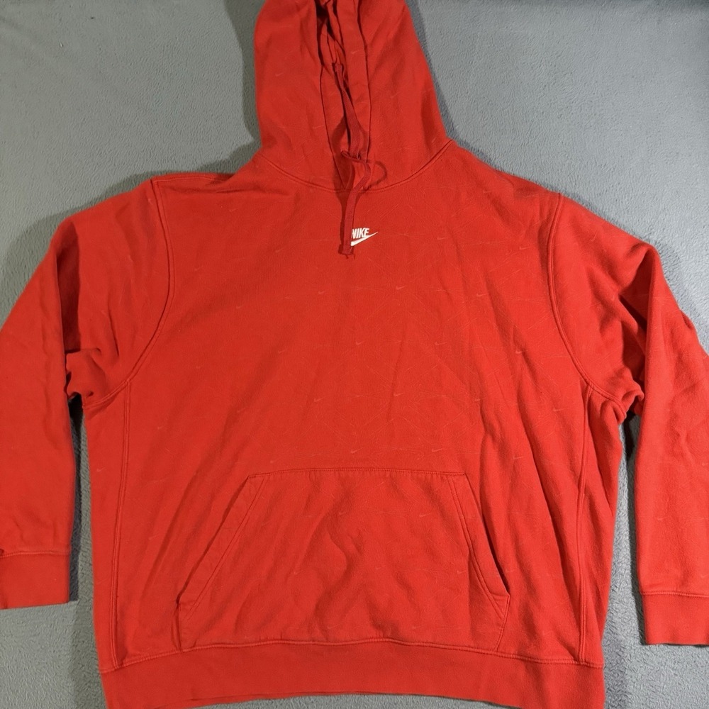 Nike Center Swoosh Embroidered Logo Sweatshirt Hoodie Mens XXL AOP Nike Check